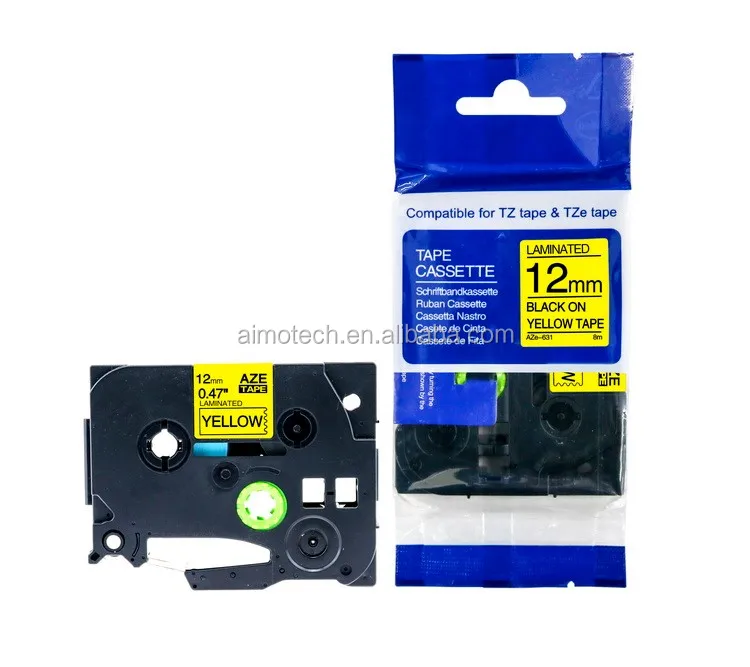 Aimo Aze-631 12mm Black on Yellow Printing Ribbon Label