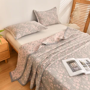 Factory Supply Quilted Floral Coverlet for Bed  with Pillowcase Cotton Bedspread Set