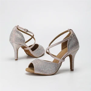 Women's Band Drill Salsa Dance Shoes Adult High-Heeled Soft-Soled Latin Dance Shoes Indoor Stage Performance Dance Shoes