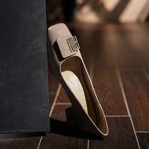 332-66 Bejani Open Back Super High Thick Heel Women's Square Toe Outdoor Slip-on Shoes