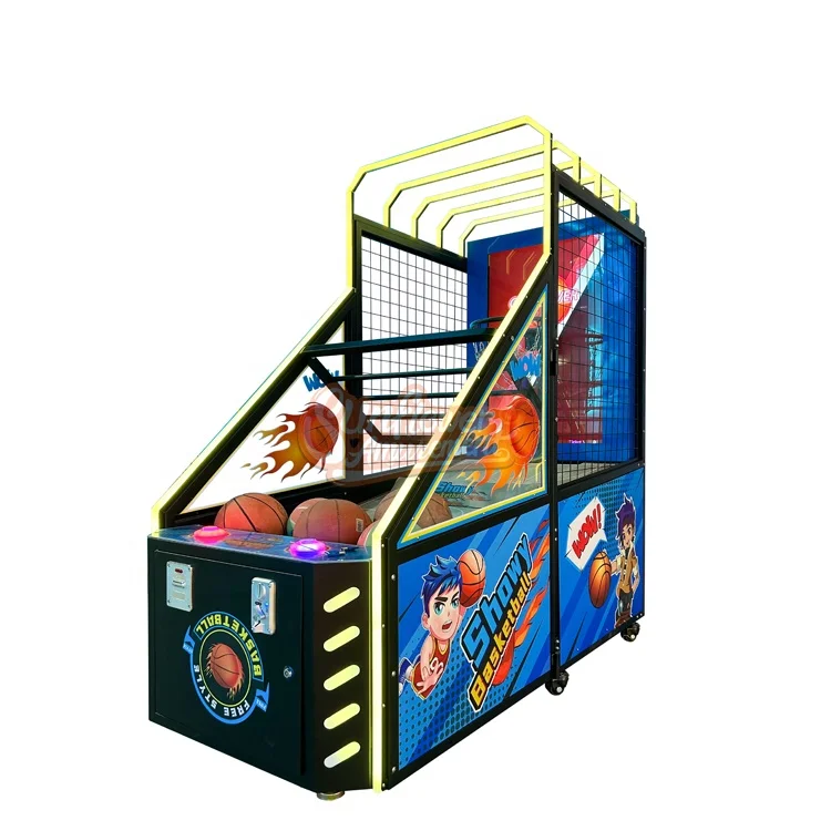 Coin Operated Kids Arcade Game Machine Electronic Indoor Sports Mini Basketball Shooting Game With Screen