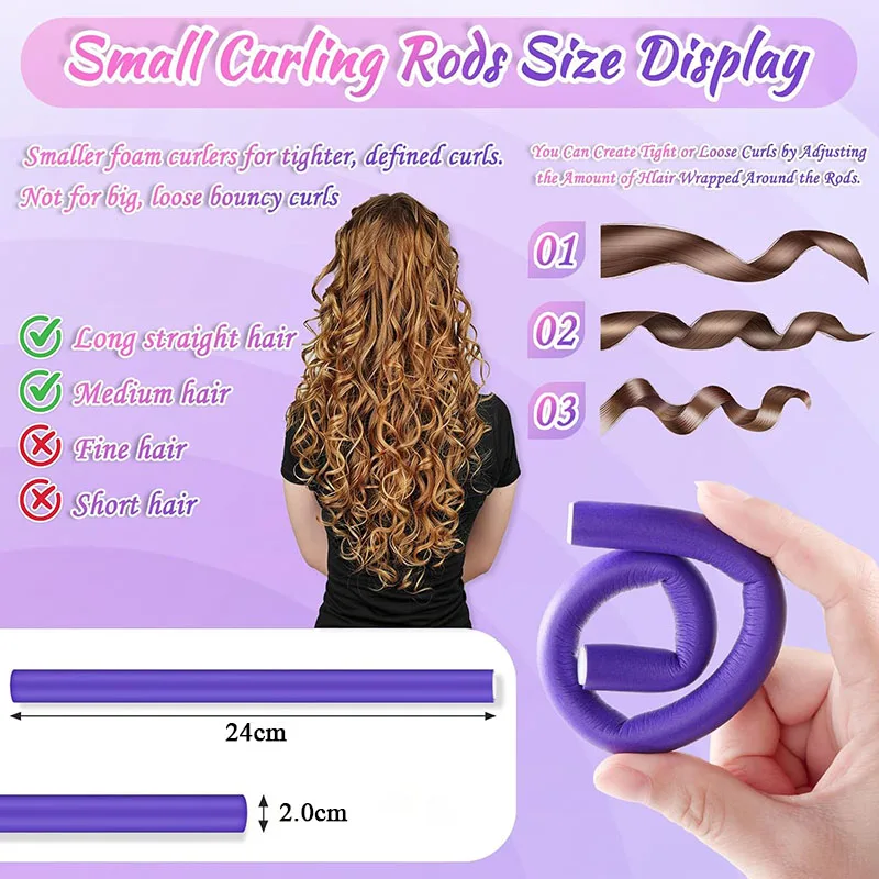 Wholesale Custom Soft Foam Flexi Twist Curling Rods Heatless Hair Rollers 20mm Diameter Curling Rods for Short Long Hair