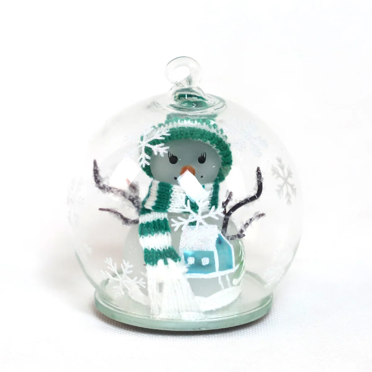 latest design glass ball hanging christmas balls ornaments clear baubles glass blown led snowman