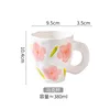 Handcrafted high-end mug-white base with pink flowers