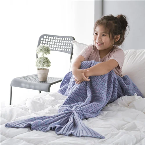 Soft INS same style suitable for spring and autumn children's mermaid tail knitted blanket factory