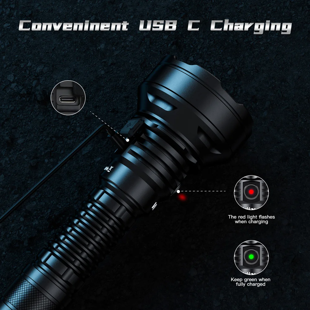 1 x 2200lm led rechargeable flashlight torch with charger black Wurkkos TD01 Tactical flashlightgo UltraFire C15 Tactical Flashlight delivers 2000 lumens with adjustable brightness MOLAER Rechargeable Flashlights 2200 High