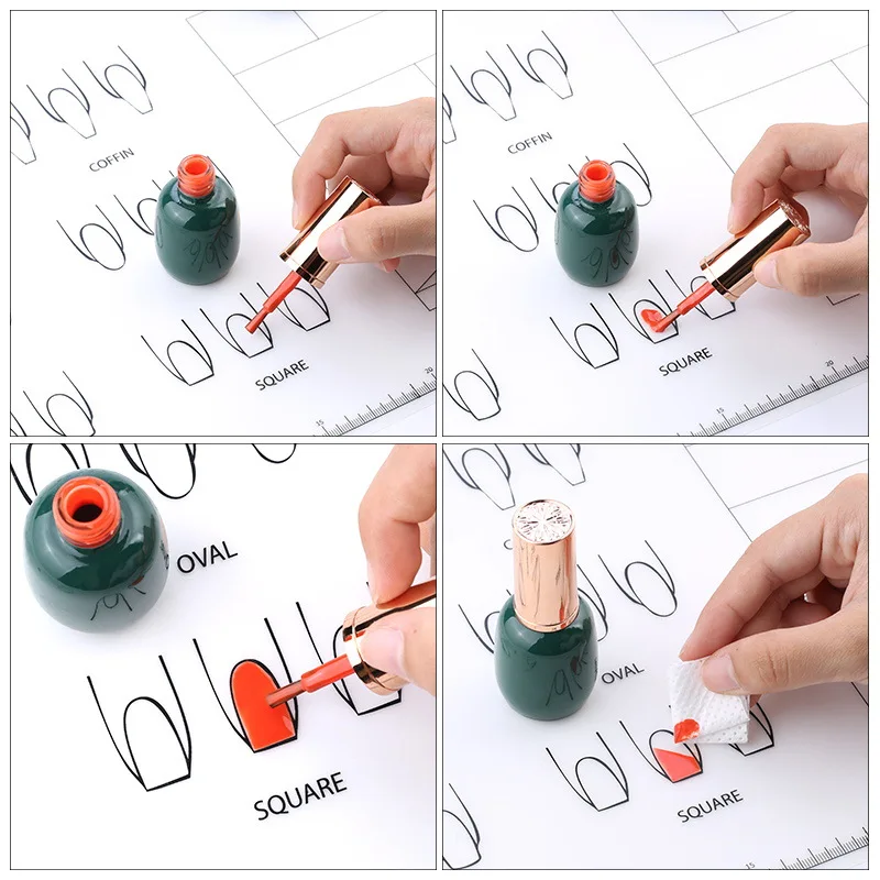 Washable Nail Polish Coloring Practice Pad Flexible Roll up Silicone Acrylic Nail Training Mat for Application Practice