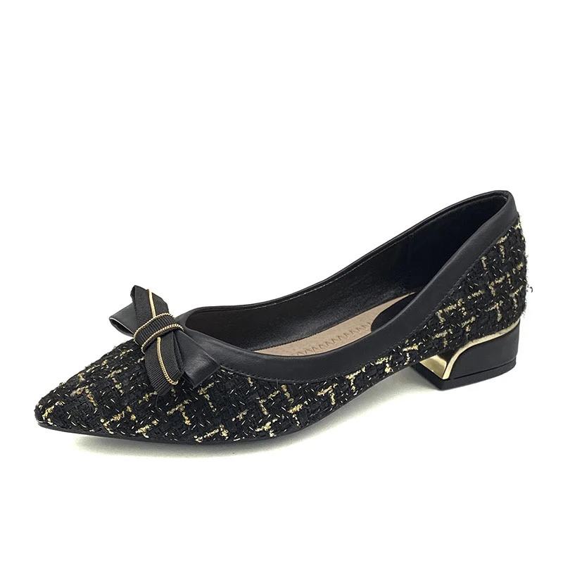Y 35-43 Plus Size Bow Single Shoes Women's 2.5CM Block Heel New Heels Soft Sole Pointed aperçu 7