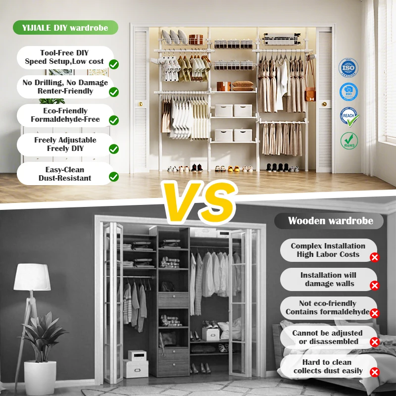 MAYMA Tragbarer Kleiderschrank Mit Kleiderstange - Vliesstoff Garderobe 167x170 Cm