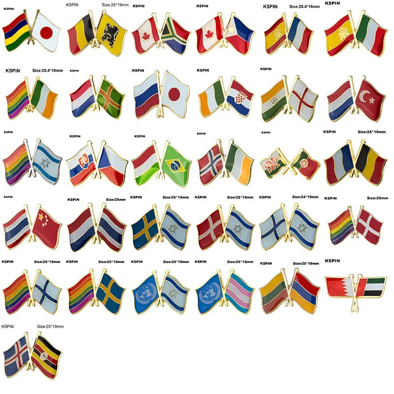 High Quality Custom Logo Pattern Country Flag Brooches American Brooch Double Sided Soft Enamel Pin Badge Lapel Pins for Suit