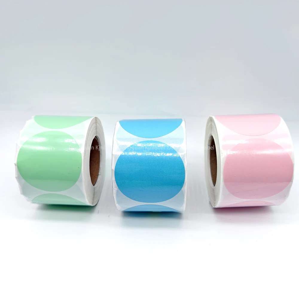 50mm Thermal Sticker Round Roll Pink Skyblue Light Green Thermo Labels 2 Inch Colored Direct Thermal Labels