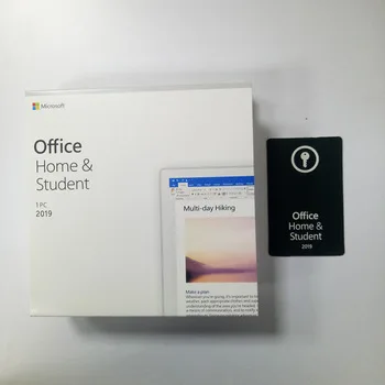 Boîte 2019 de vente au détail de paquet complet du bureau HS avec la maison du MS Office 2019 de DVD et la clé d'étudiant pour le PC
