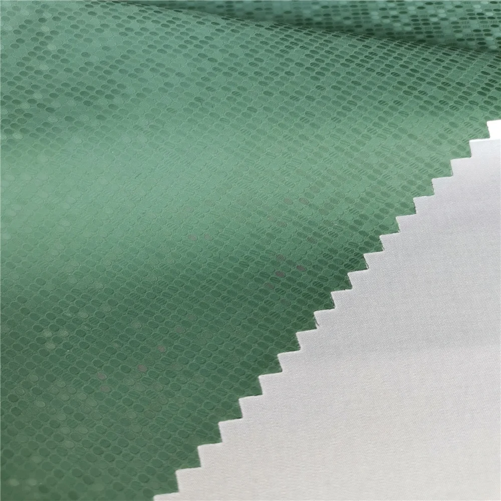 PU transfer laminated 75d 240T 100% polyester pongee PU film fabric for down jackets