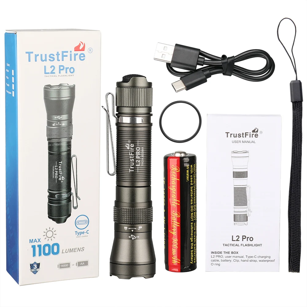Multi Tool Car Emergency LED 14500 Torch TrustFire L2 Pro 1100 Lumen Pocket EDC Tactical Flashlights