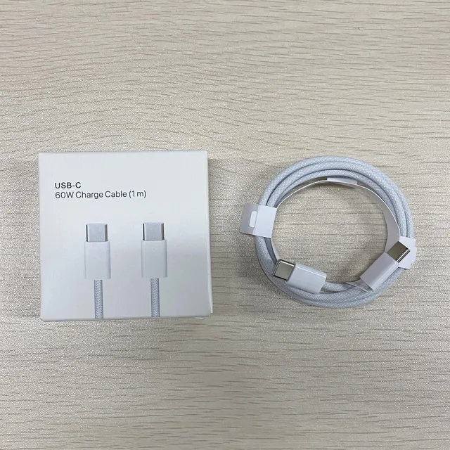 Larger stock certified 60W type c nylon braided charger cable fast charging usb C to C cable for apple