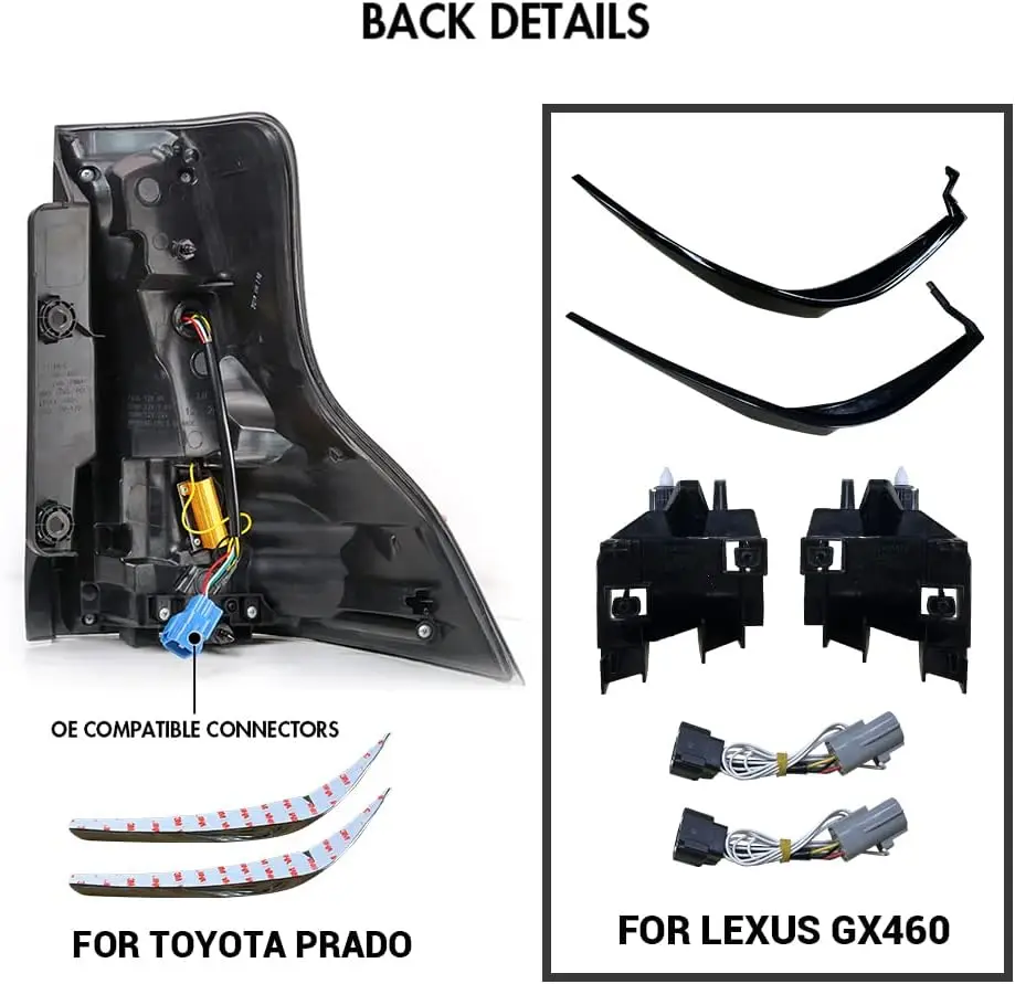 Auto Lighting System Taillight Modified Led Tail Lights for Prado LC150 2010-2017 Lexus Gx 460 2018 2019 2020 2021