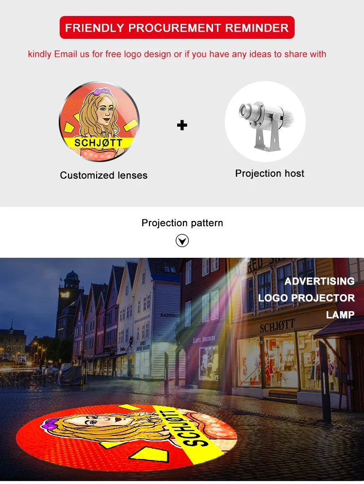 Custom 80W LED Light Logo Projector Waterproof Aluminum Door Head Gobo Projector for Outdoor Advertising IP65/67 Rated