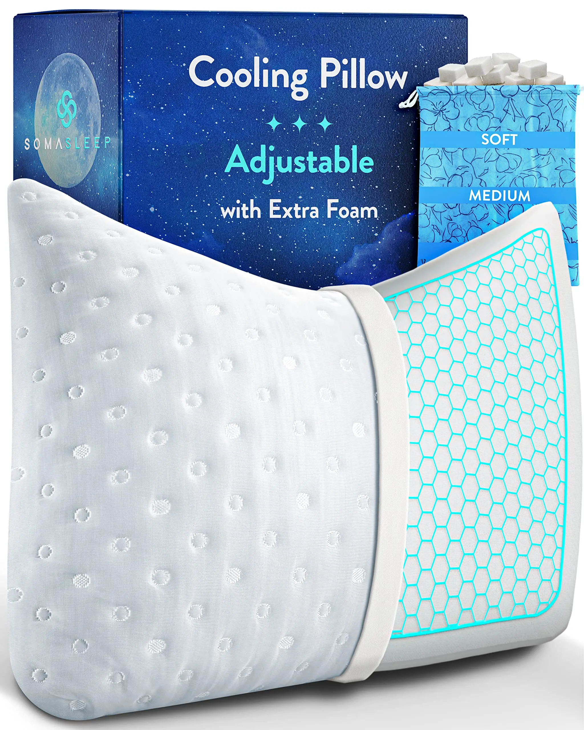 Tpe Adjustable Side Sleeper Pillow For Neck And Shoulder Pain