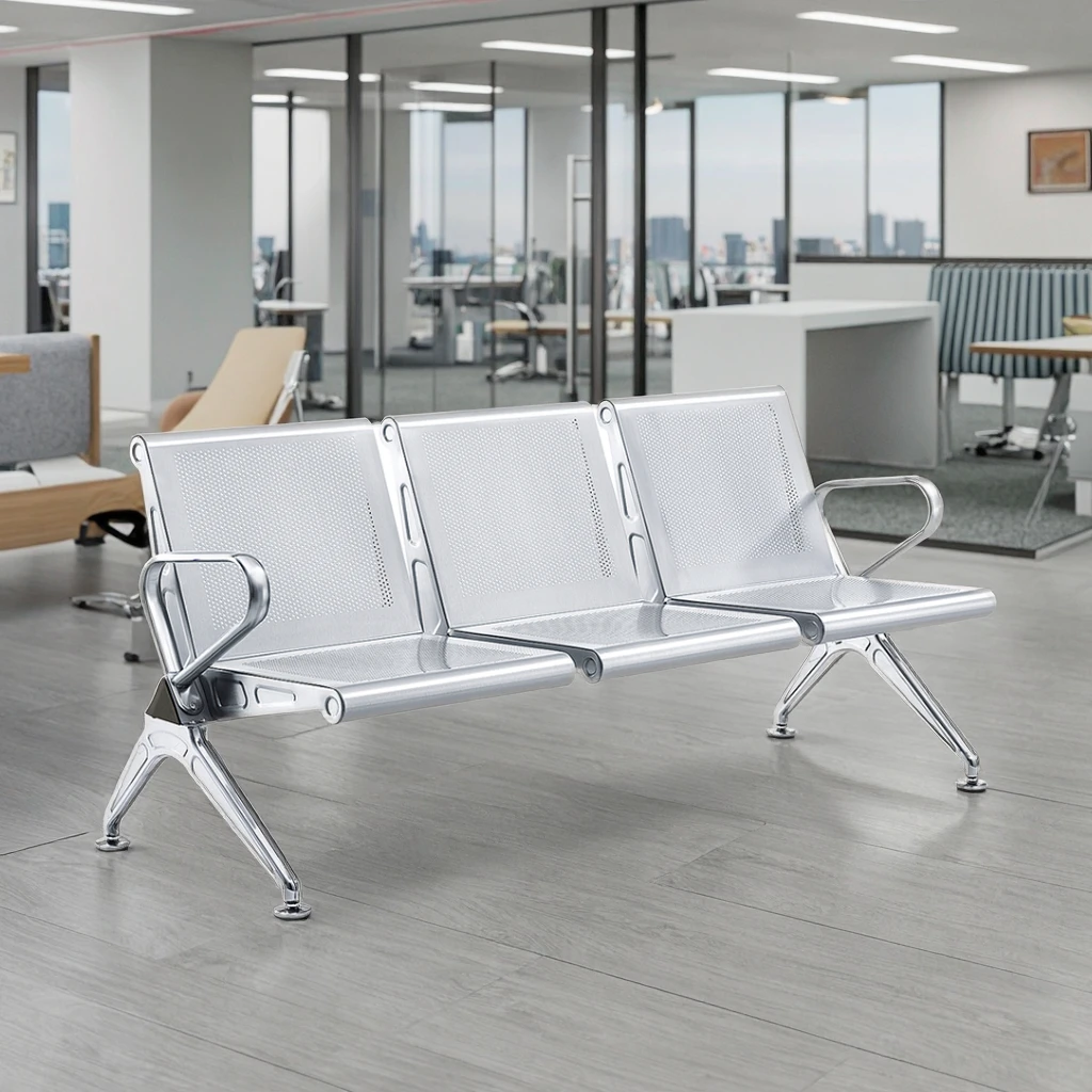 Industrial Grade Stainless Steel 3 Seat Platform Seating for Hospital & School Use Modern Design Durable Commercial Furniture 3