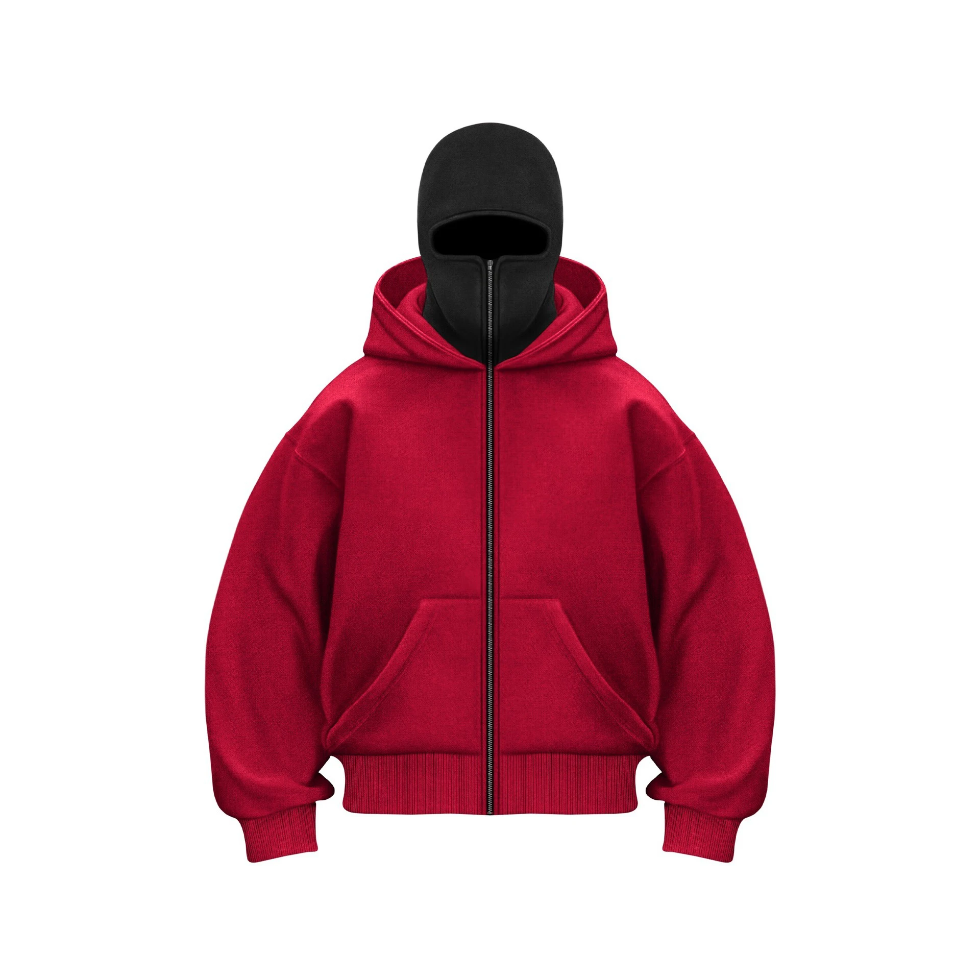 OEM High Quality Custom Mask Ninja Hoodie Embroidery Sherpa Fleece Zip up Sweater Men's Hoodies Sweatshirts Hoodie for Men