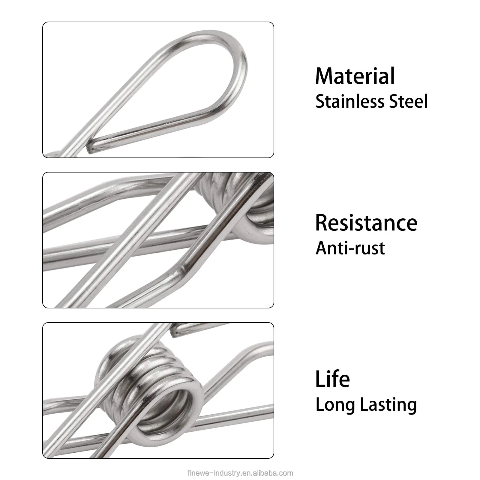 Custom Clothes Pegs Soft Grip Stainless Steel Heavy Torsion Clothespin