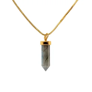 Custom 18K Gold Plated Gemstone Engagement Jewelry Crystal Necklace Pendant