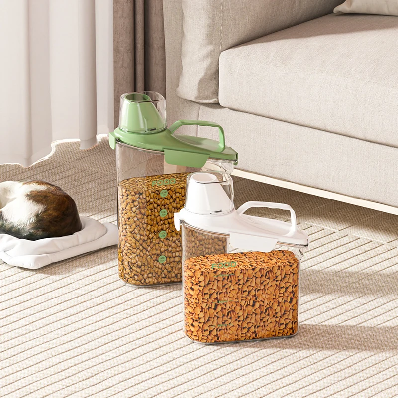 RoHs Airtight Lids Kitchen Organizer with Measuring Cup Storage Food Cereal Dispenser Stocked Clear PET Kitchen Food Pantry