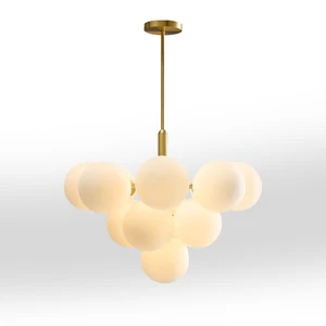 French Country Modern Led Decorative Rectangle Fixture Lamp Home Ceiling Blown Glass Bubble Ball Pendant Light Branch Chandelier