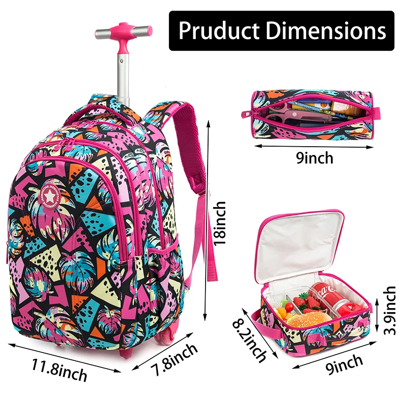 Jasminestar New Trolley School Bags Set With Lunch Box,Large Capacity ...