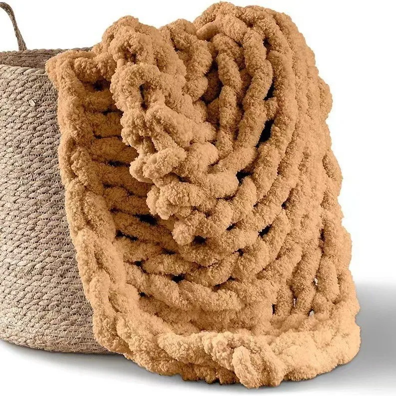 Twists Braid Soft Plush Sofa Blanket Knitted Polyester Thick Chunk Blanket