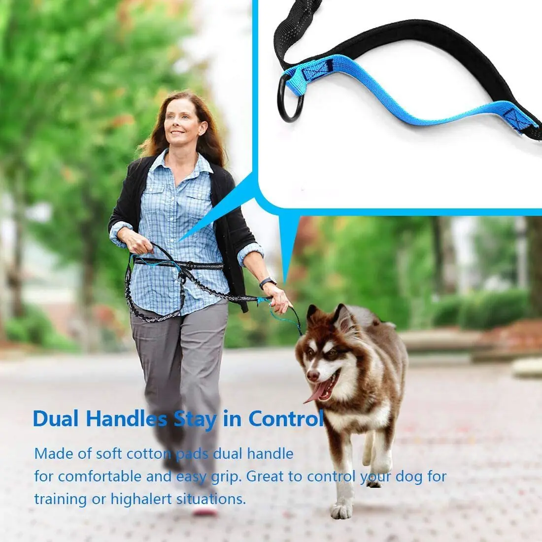 View of Factory Nylon Hands Free Retractable Pet Dog Leash Set Dog Running ...