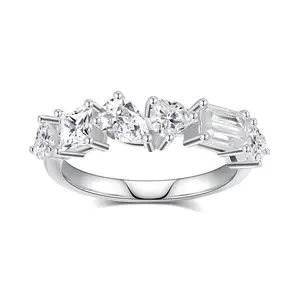 Luxury Multi Cut Cocktail Ring in 925 Sterling Silver Marquise Emerald Cut Simulated Statement Ring for Women Wedding Party