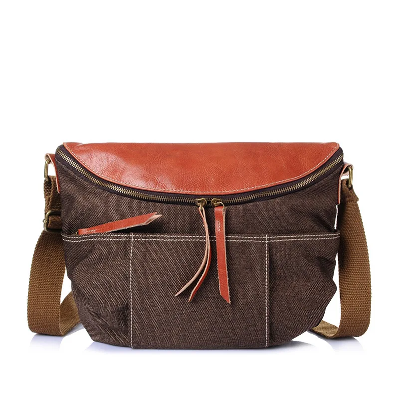 cotton and linen canvas messenger bag retro crossbody bag for men