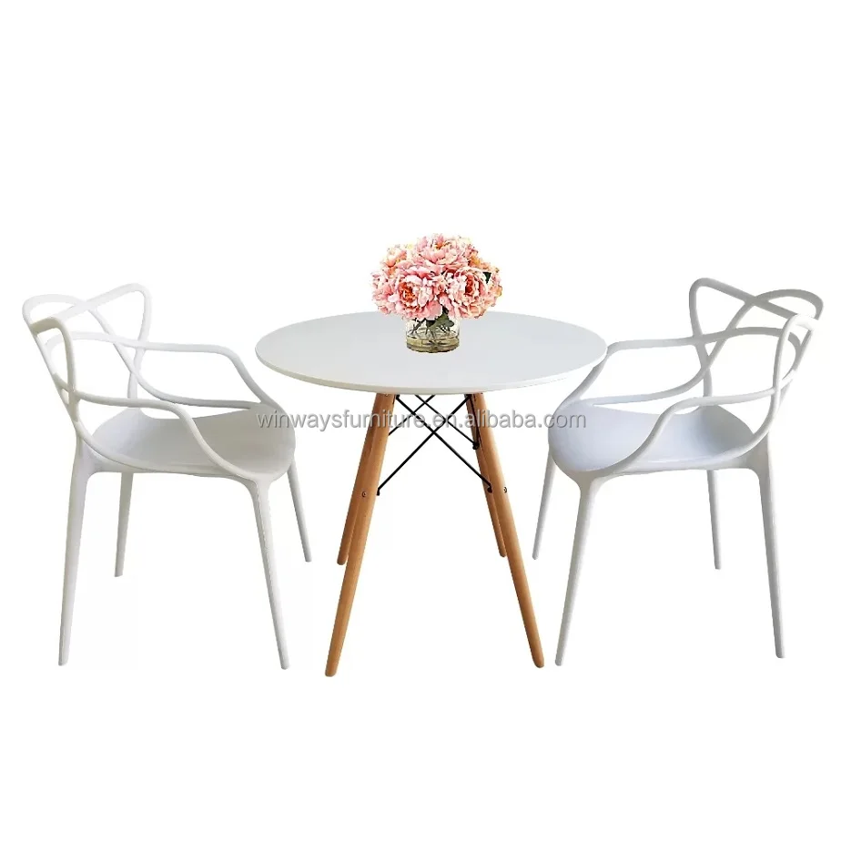 Nordic White Round Mdf Table Round Dining Table With Wood Legs Coffee
