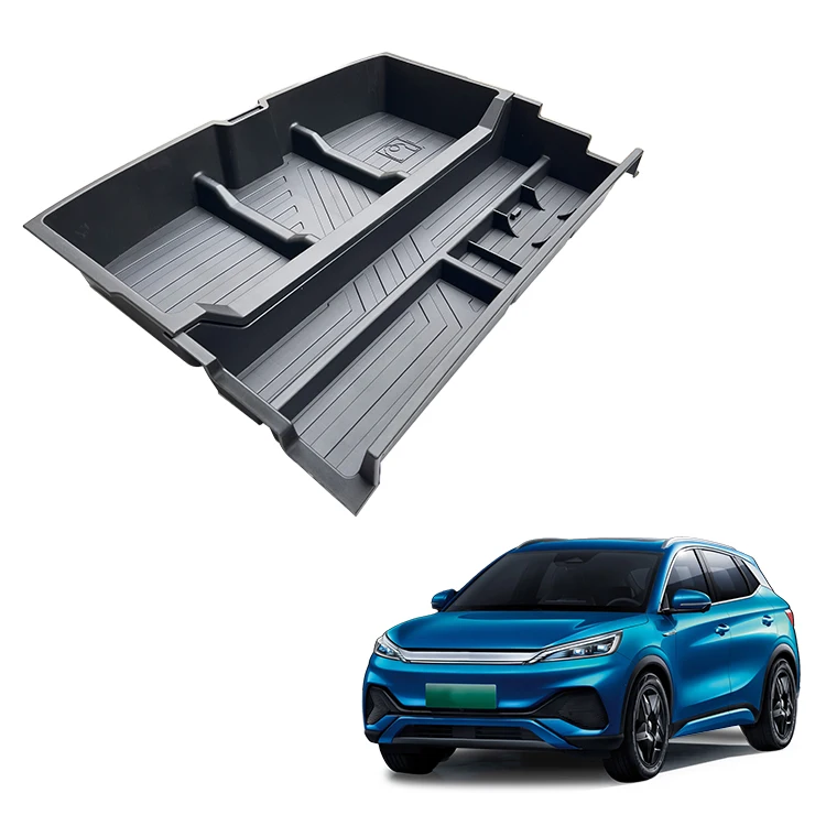 Accesorios de Interior de coche, caja de almacenamiento de maletero trasero, organizador de plástico PP para maletero de coche, caja de almacenamiento para BYD Atto 3 Yuan Plus, accesorio