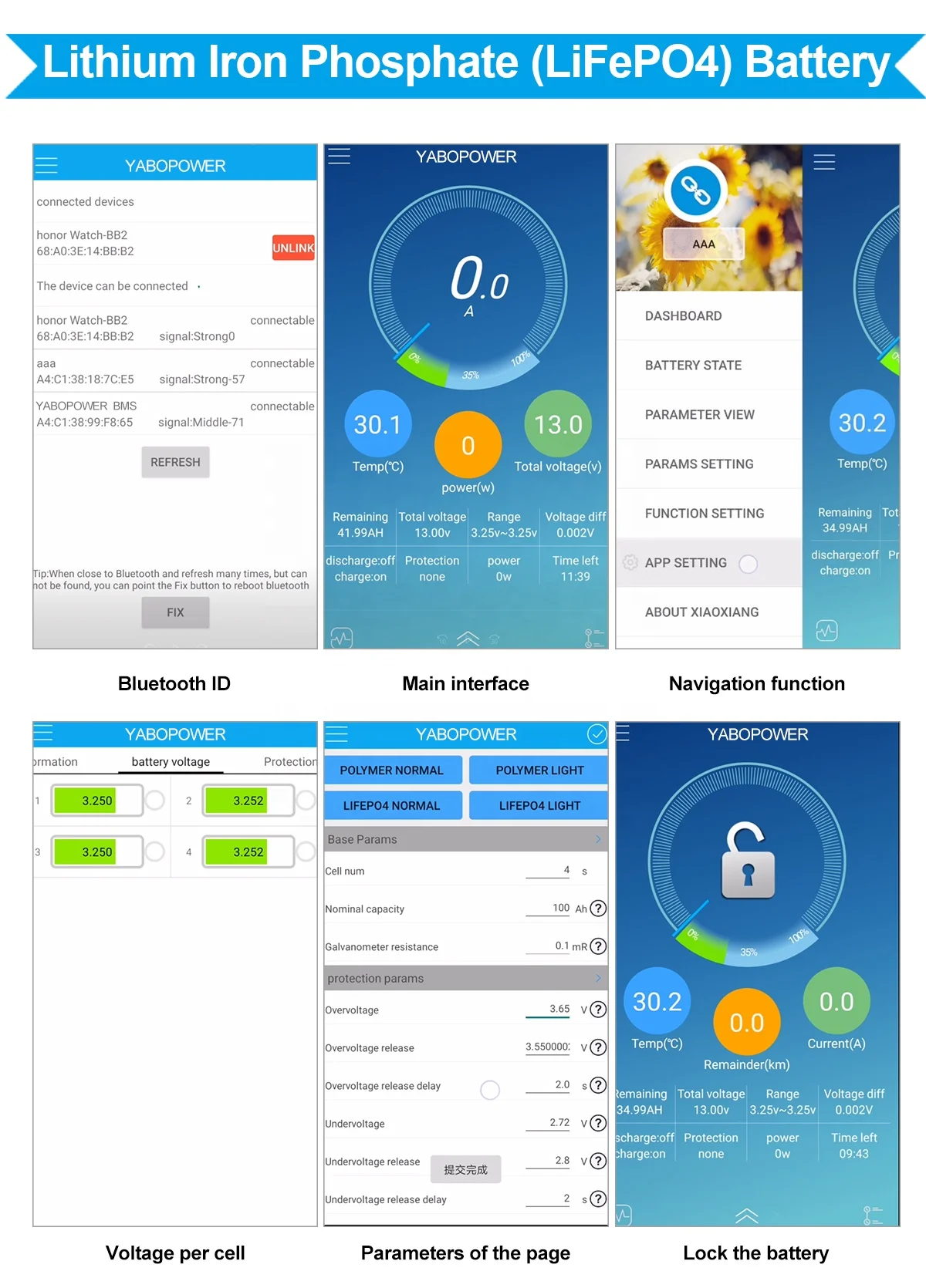 LP12 Aumoon OEM Lifepo4 Battery12V100A 200A with Built-in 4S 8S BMS Auto Rechargeable Lithium Ion Battery