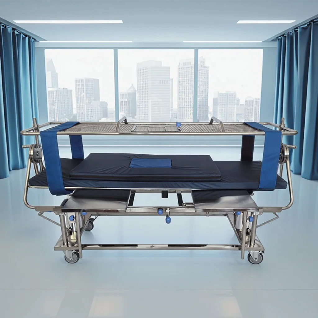 Durable and Stable 360 Flip Over Adjustable Foldable Modern Hospital Bed with Four Wheels for Burn Patients 5