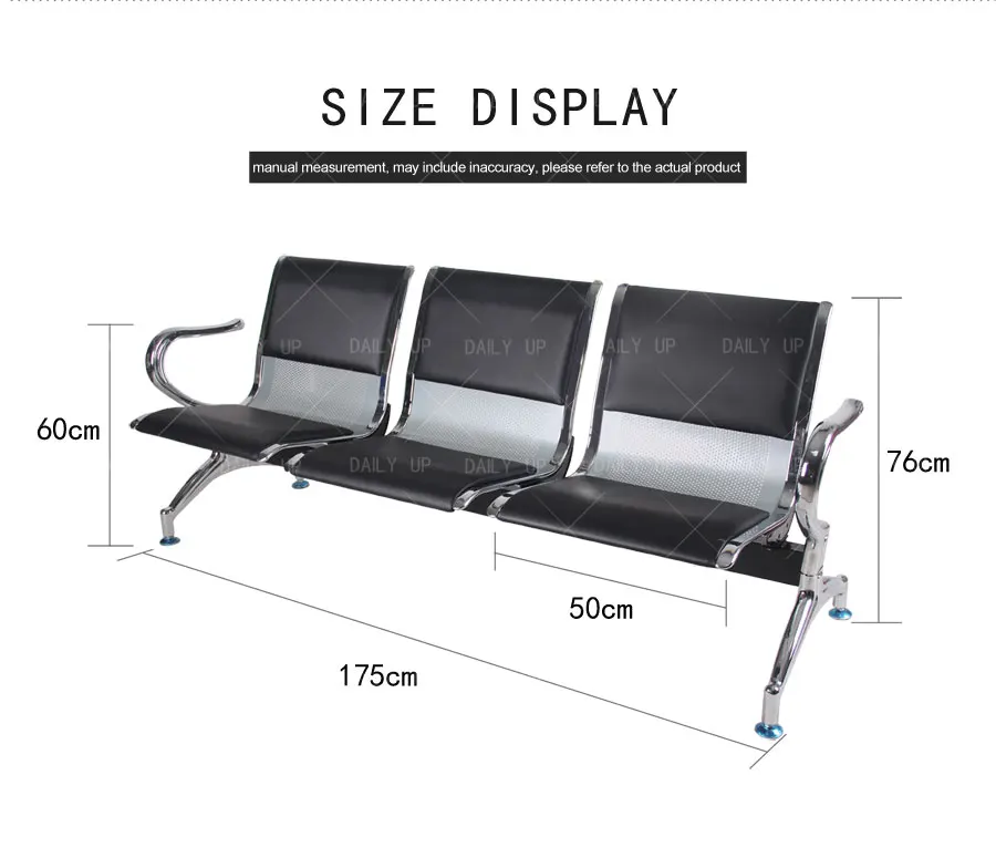 Factory Wholesale Waiting Chair High Quality Metal Frame Hospital Bench With Rails Waiting Bench For Public Area And Airport
