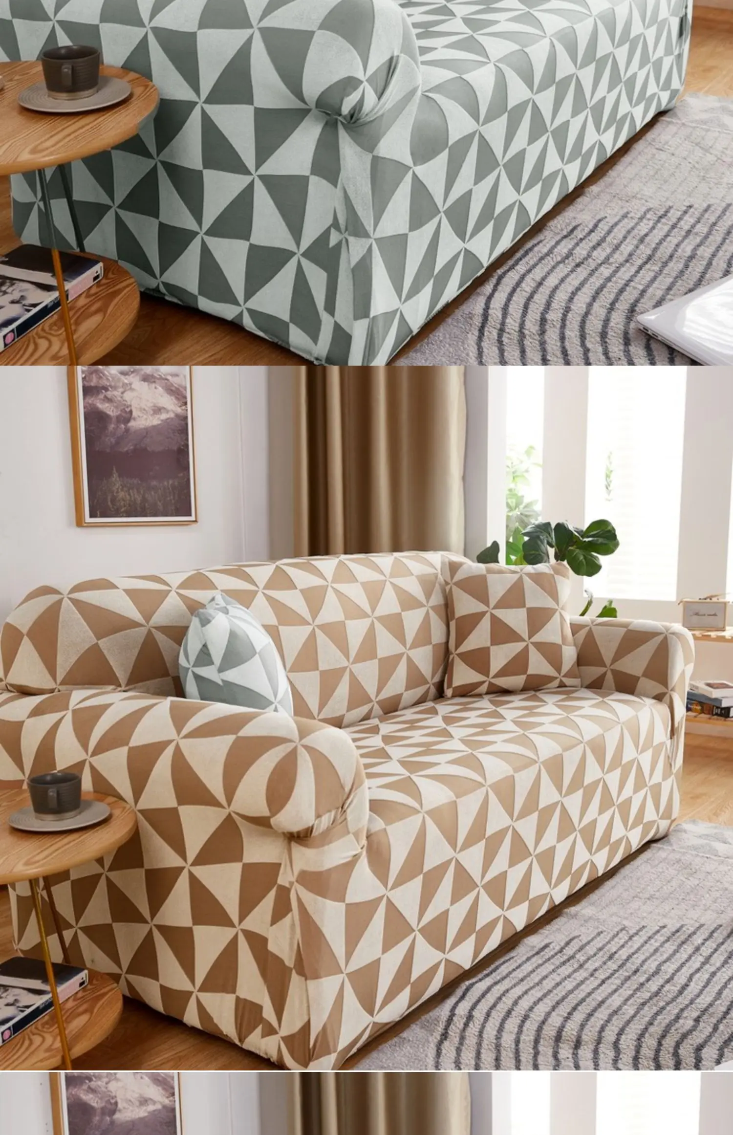Universal Customizable 3 Seats L Shape Sofa Cover Elastic Stretch Water