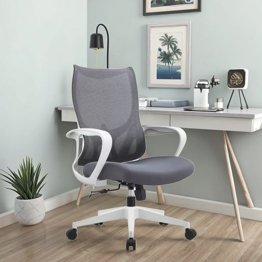 Economy Grey Office Chair Ergonomic Spine Support Molded Sponge Butterfly Chassis Basic Comfort 3