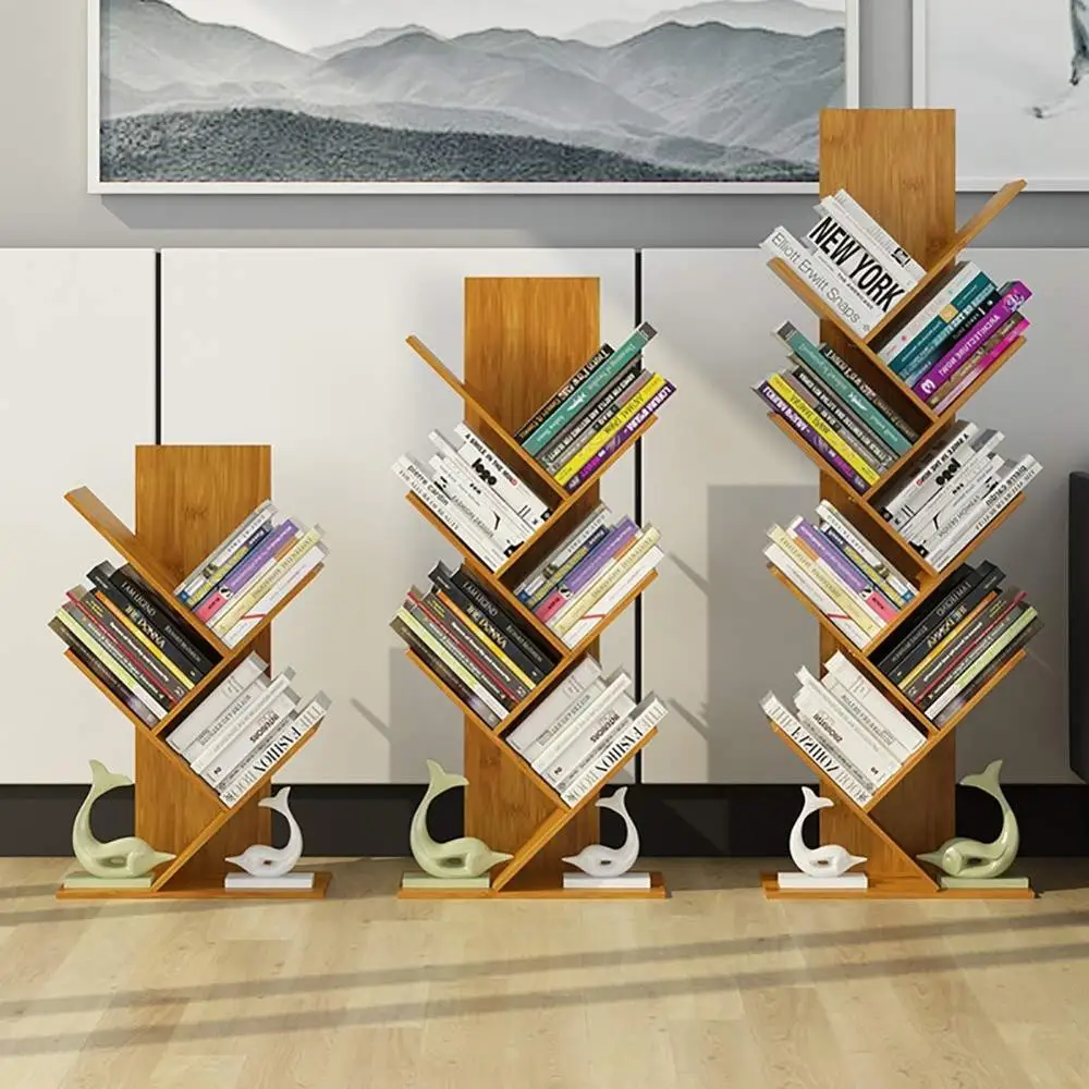 3 уровня бамбука Деревянная книжная полка свободный стоящий детская книжные