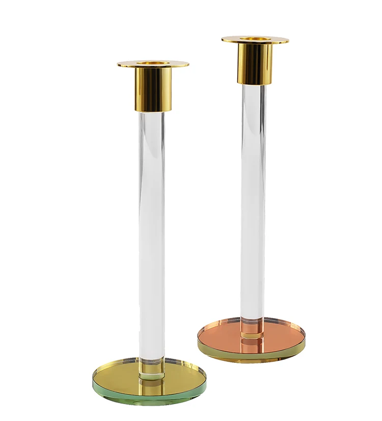 Factory Wholesale Crystal Candle Candlestick Holders Clear Crystal Candle Holder Pillar Candle