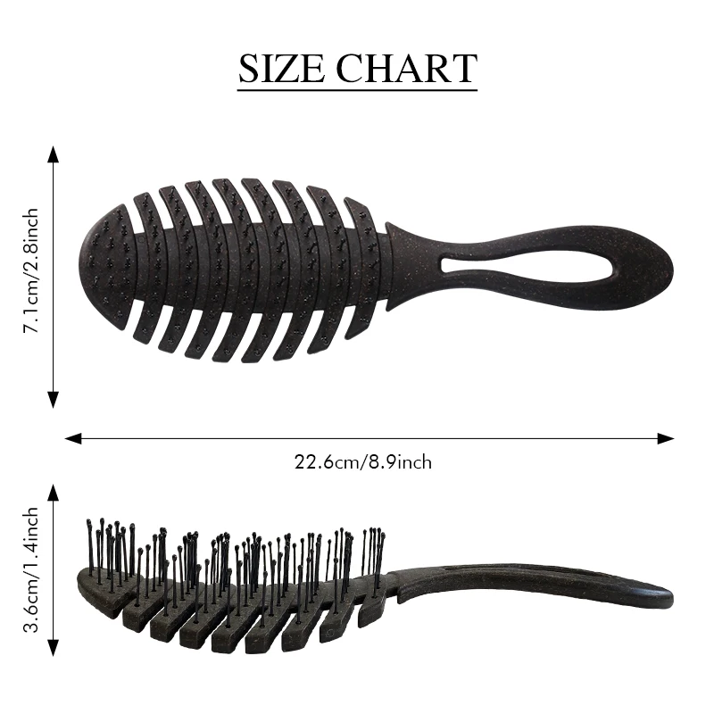 Eco Friendly Coffee Grounds Detangling Paddle Hair Brush Vent Hair Brush Set for Travelling Hair Comb and Brush Set