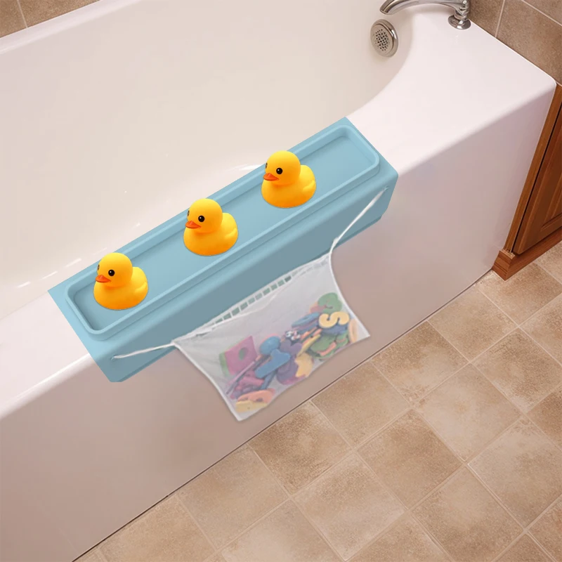 Bathtub Splash Guard Toy Tray Caddy Holder Storage Splash Guard For