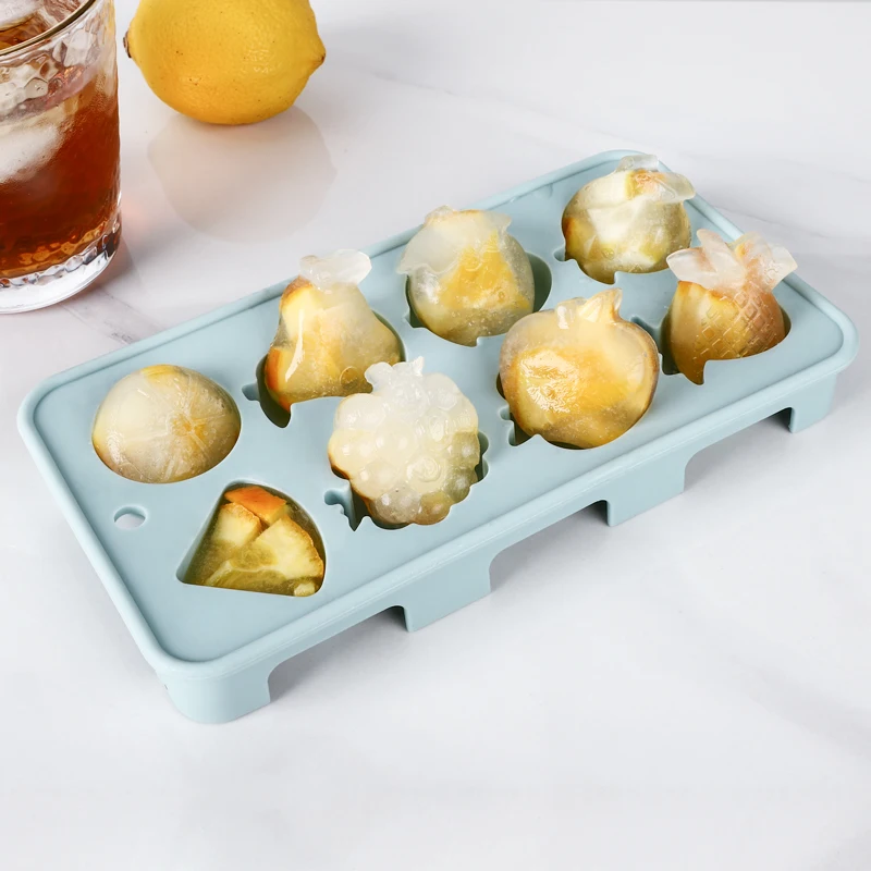 8 Cavity Ice Serving Tray Ice Mold Fruit Shaped Silicone Ice Cube Tray