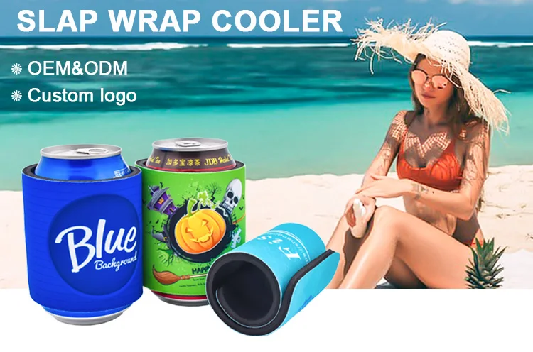 Factory Custom LogoWholsaale Blank Sublimation Neoprene Slap Wrap Can Cooler Insulated Beer Sleeve Slap Wrap Coozies manufacture