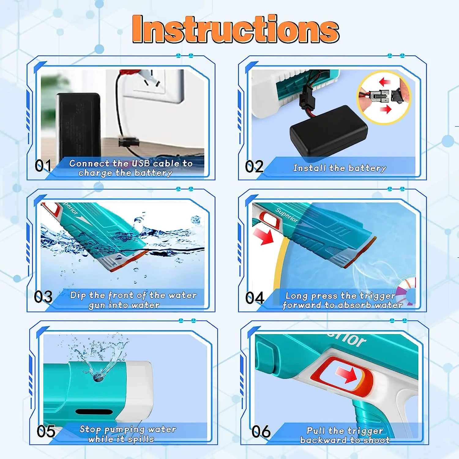 New Arrival Superior Water Machine Gun Electric Automatic Water