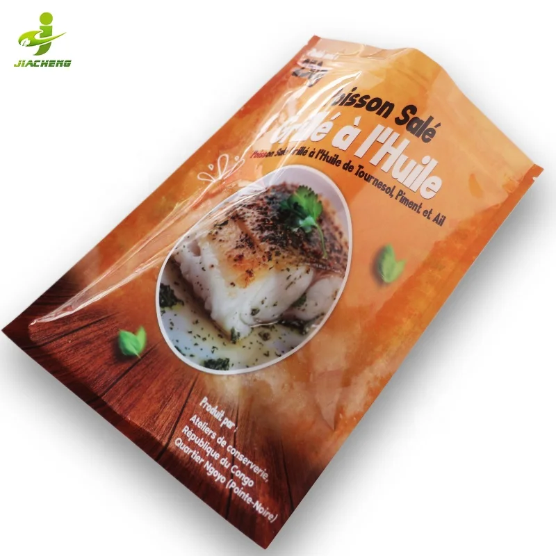 Custom Print Frozen Food Plastic Packing 3 Side Seal Zipper Bags Vacuum Sealed Packaging Bag for Chicken Grilled Salted Fish