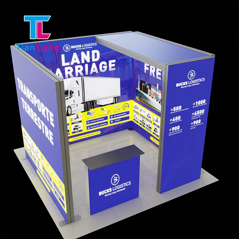 Free Design Backlit Exhibition Booth Design Portable Trade Show Backdrop LED L-shaped Corner Exhibition Light Box