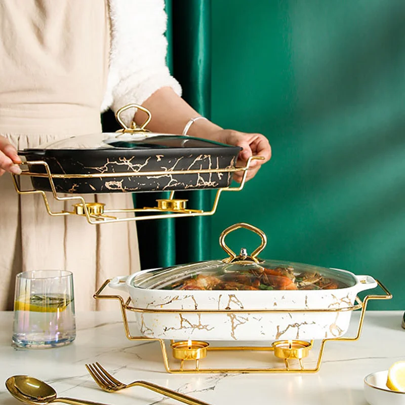 Wholesale Arabic Chaffing Dish Gold Marble Color Chafing Dishes Buffet